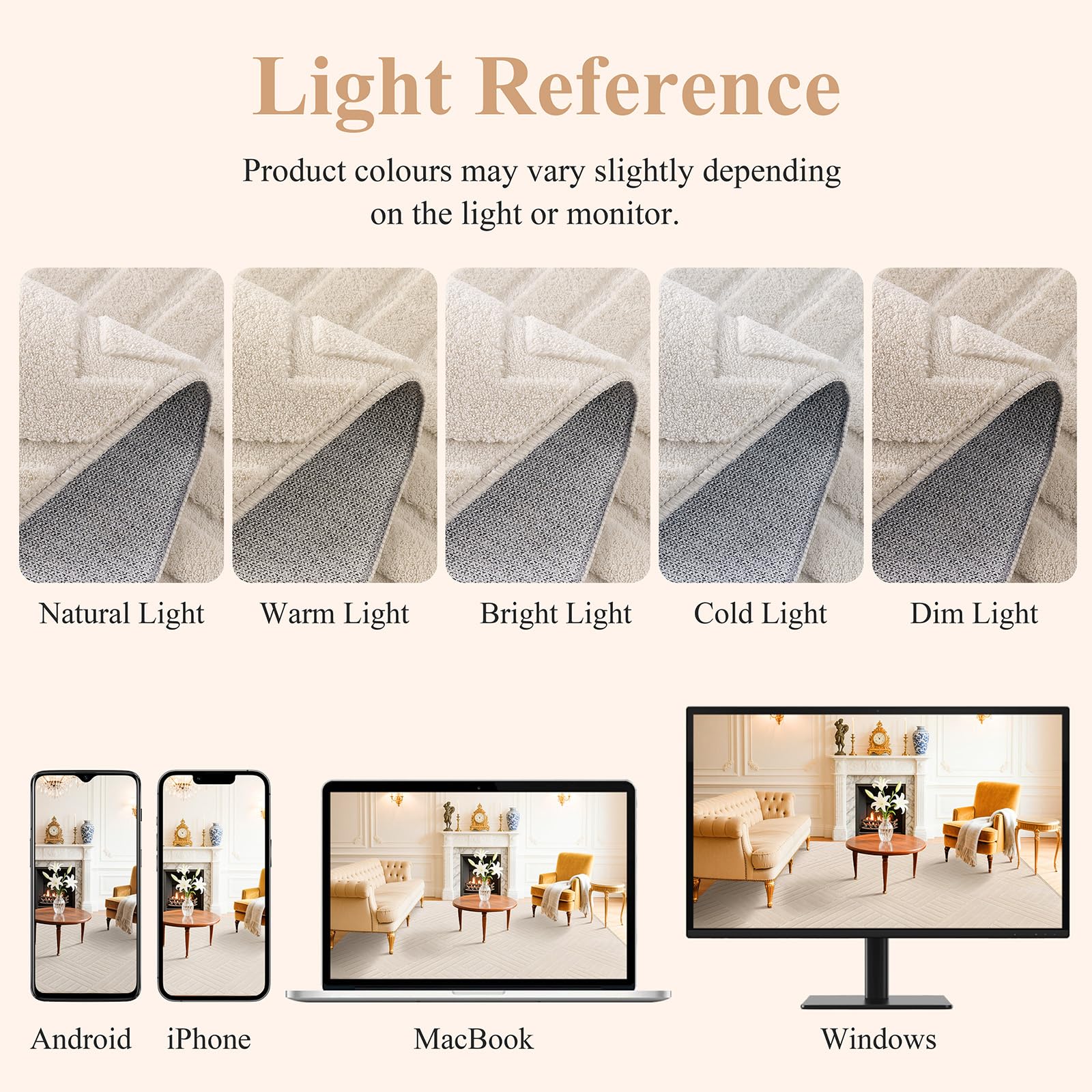 Enyhom Teppich Wohnzimmer 160 x 230 cm, Creme Waschbar Teppich - 3D Effekt rutschfest Teppiche für Schlafzimmer, Esszimmer, Kinderzimmer Küche Wohnzimmerteppich Boho Geometrisch