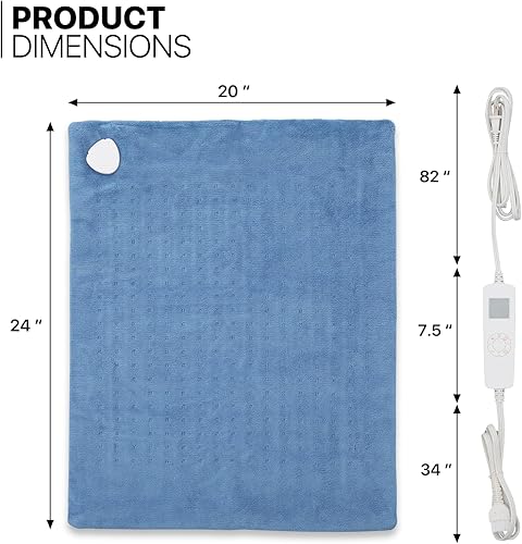 Miniatura 2 de mollie Almohadilla térmica eléctrica de 20 x 24 pulgadas, 3 ajustes de calor y 306090 minutos, lavable a máquina, almohadilla térmica de apagado