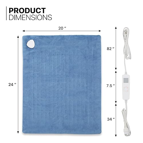 Miniatura 2 de mollie Almohadilla térmica eléctrica de 20 x 24 pulgadas, 3 ajustes de calor y 30/60/90 minutos, lavable a máquina, almohadilla térmica de apagado