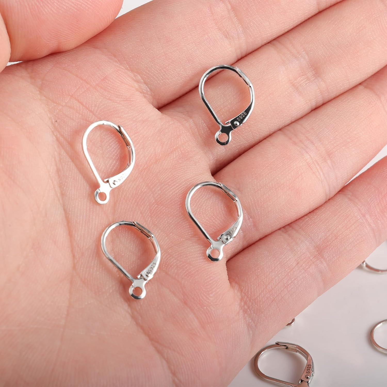 925 Sterling Silver Leverback French Hooks - Hypoallergenic Earring Backs With Jump Rings Set - Dangle Hooks Sterling Silver Findings Supplies for Jewelry Making - Image 4