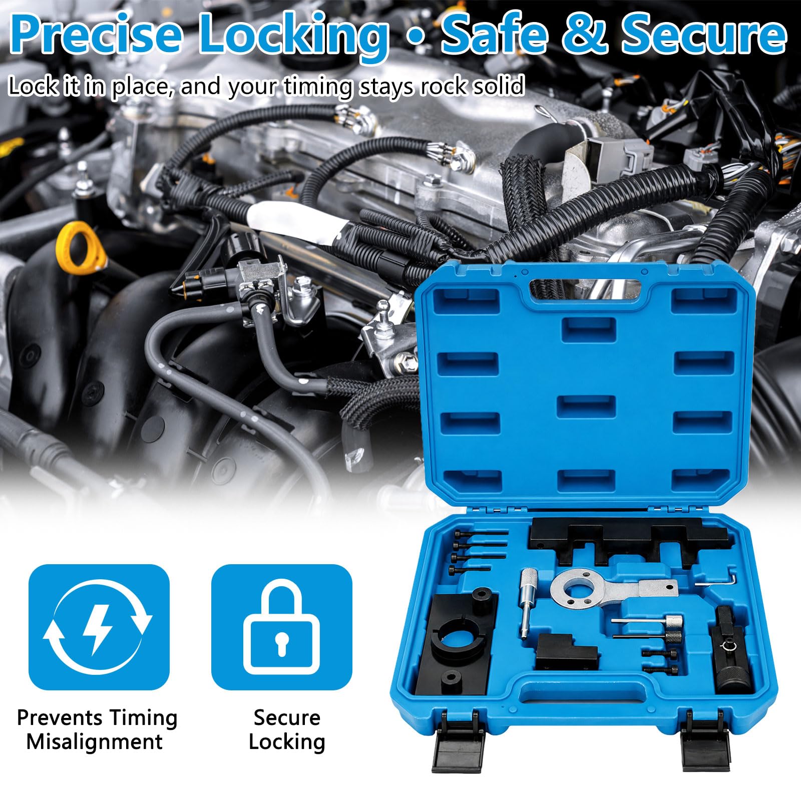 Set di strumenti di regolazione del motore, 15 pezzi, strumento di regolazione del tempo di controllo, compatibile con O-pel/Vauxhall 2.0 Cdti, allineatore di precisione dell'albero a camme