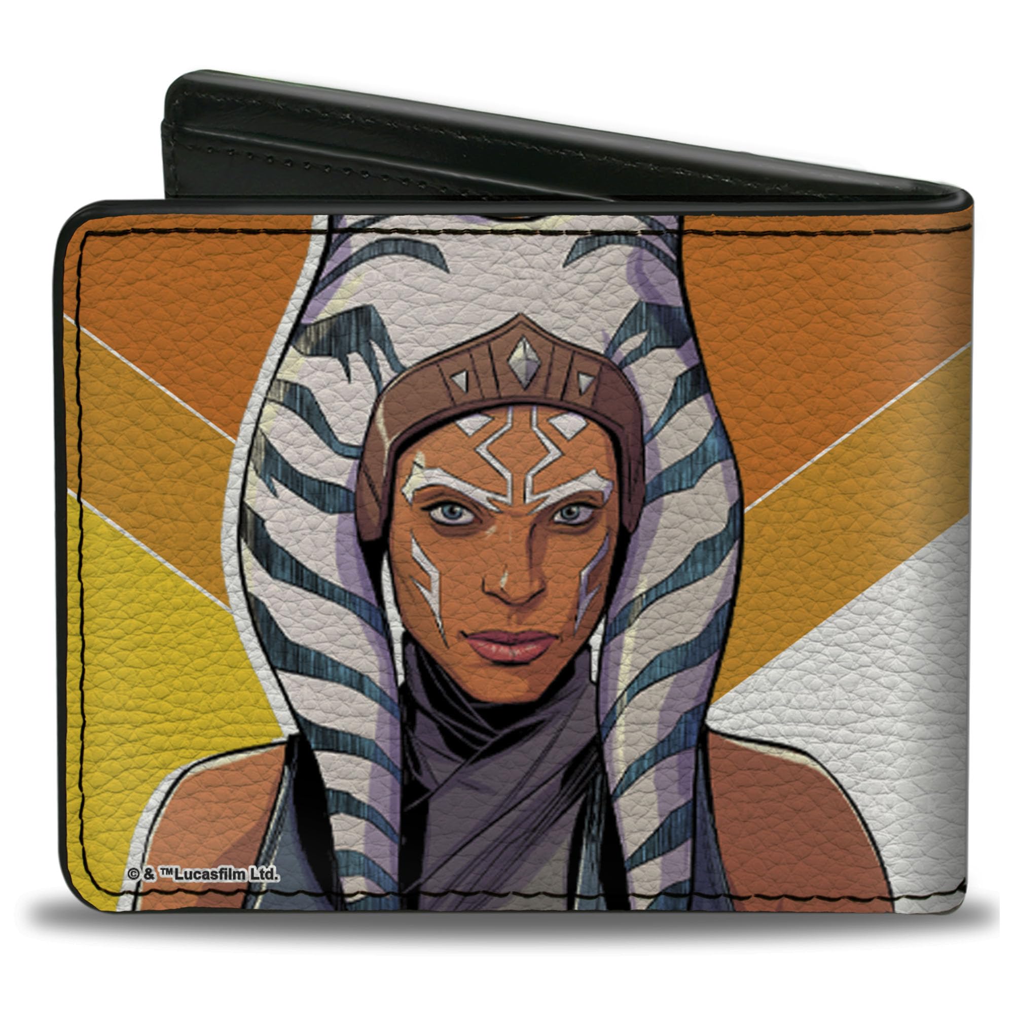Buckle-Down Men's Wallet, Bifold, Star Wars The Mandalorian Ahsoka Tano Diamond Pose Orange, Vegan Leather, 4.0