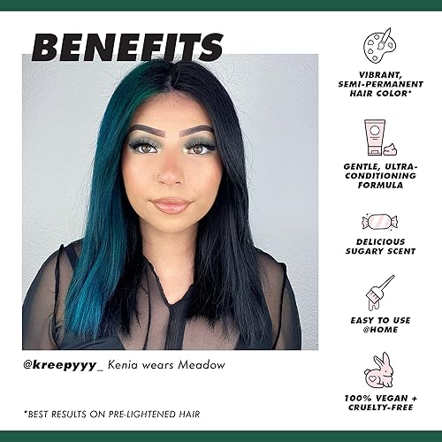 Miniatura 3 de Lime Crime Cabello de unicornio, tinte de cobertura completa, prado (verde profundo), vegano, sin crueldad animal, semipermanente, con aroma a