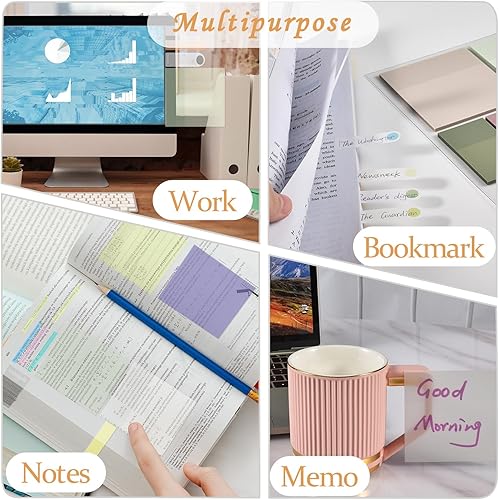 Miniatura 7 de BAYTORY 700 hojas de notas adhesivas transparentes con forro, transparente, impermeable, 3 x 3 pulgadas, bloc de notas transparente, pestañas de