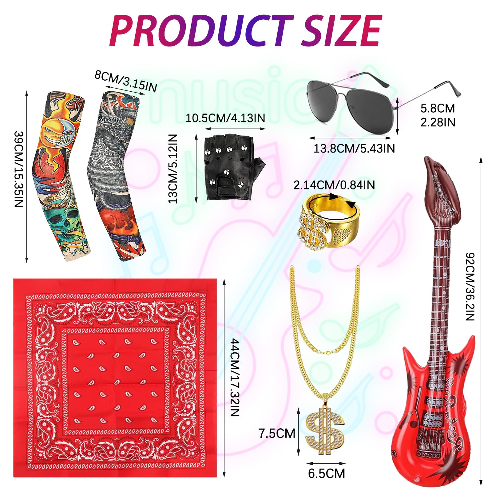 Katslyn 9 Pieces Rock Star Fancy Dress Costumes - Image 2