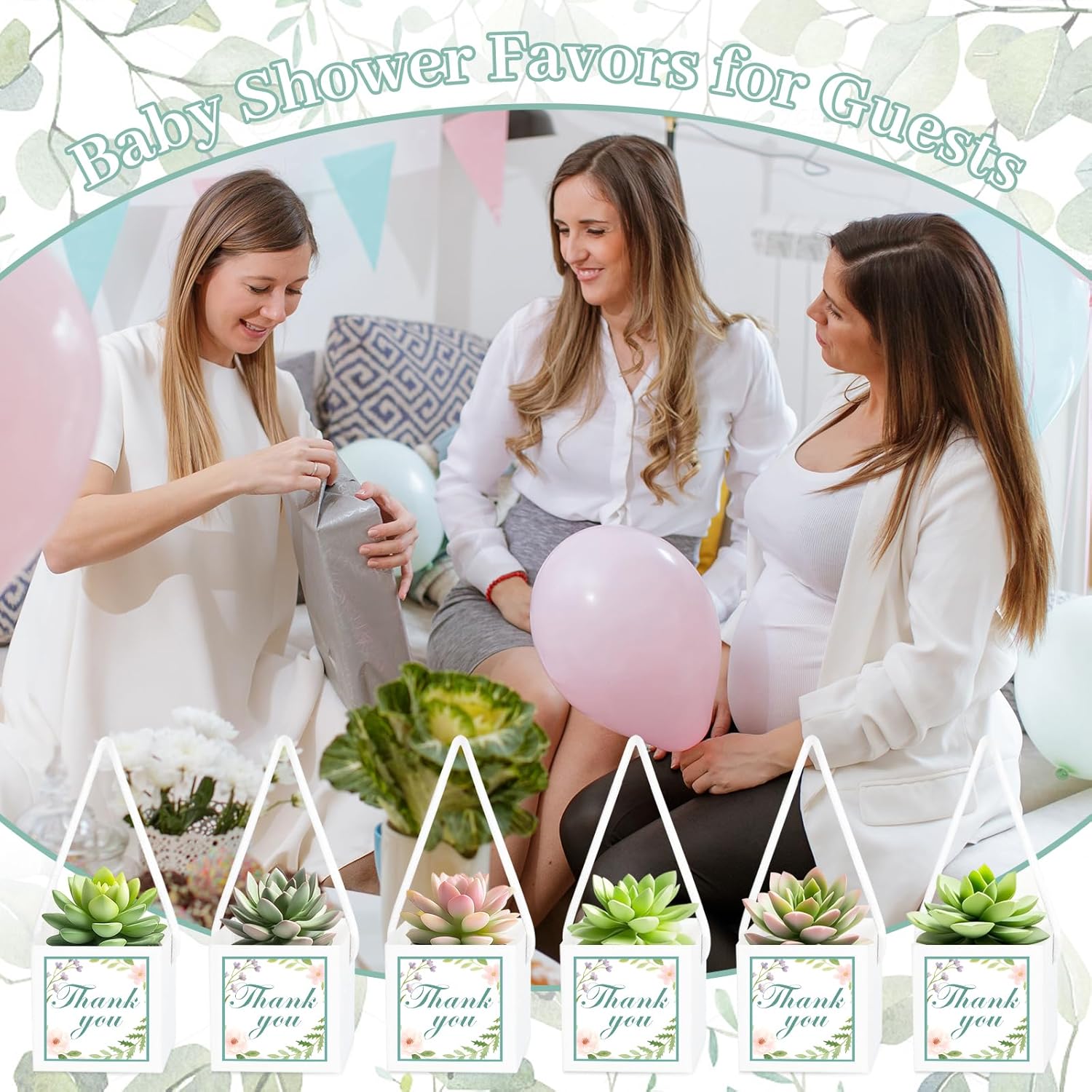 LawnIdyll 50 Pcs Succulent Wrap Bags with 100 Pcs Thank You Stickers, Unique Baby Shower Succulents Favors Fit 2.5 Inch Pots, Wedding Birthday Graduation Bridal Shower Party Favors for Guest Gift - Image 5