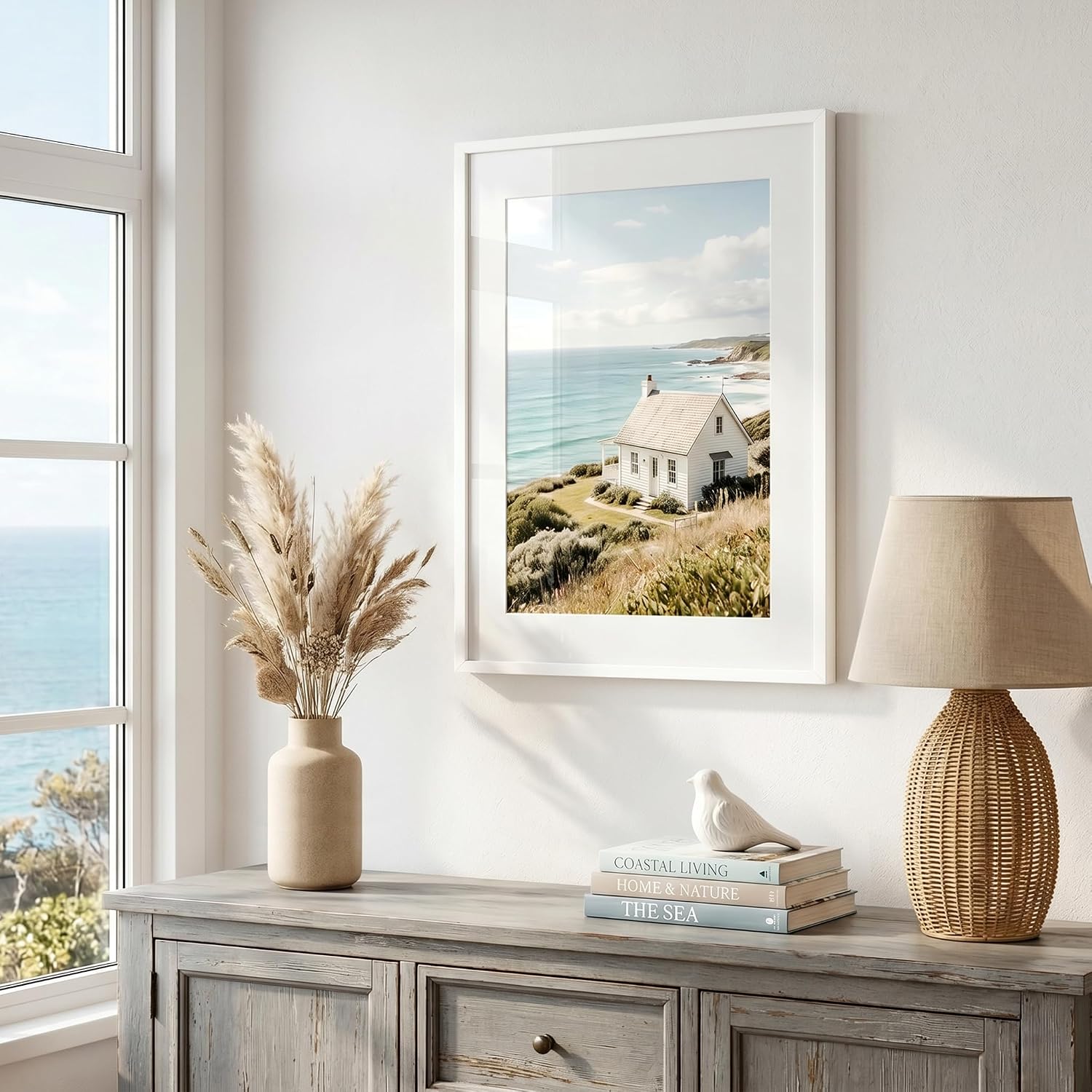 Americanflat 17x23 Picture Frame with Polished Plexiglass - Use as 13x19 Frame with Mat or Display 17x23 Photo Without Mat - Streamline Collection - Thin Border Picture Frames for Wall - White