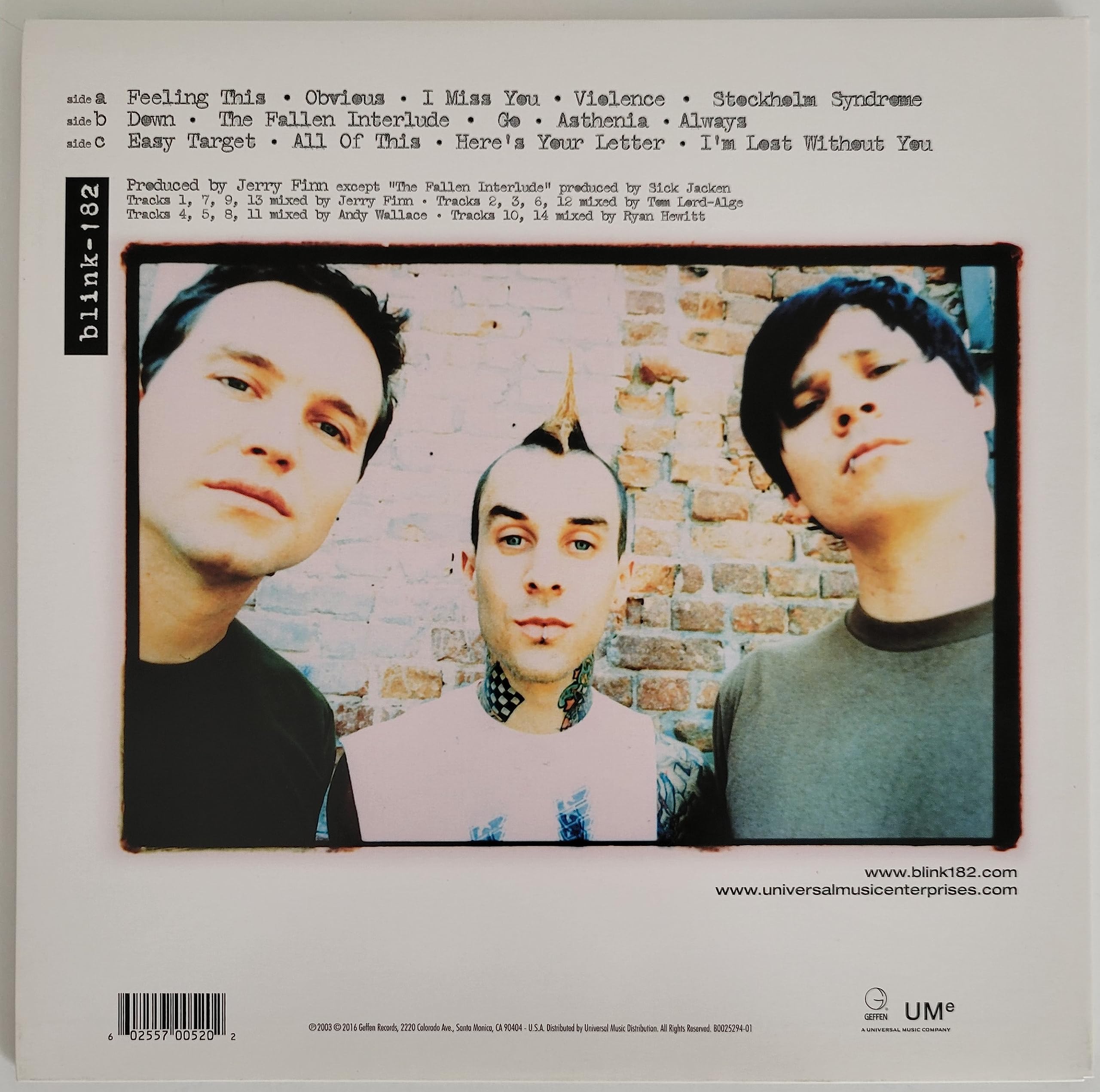 Travis Barker Mark Hoppus Tom Delonge signed Blink album