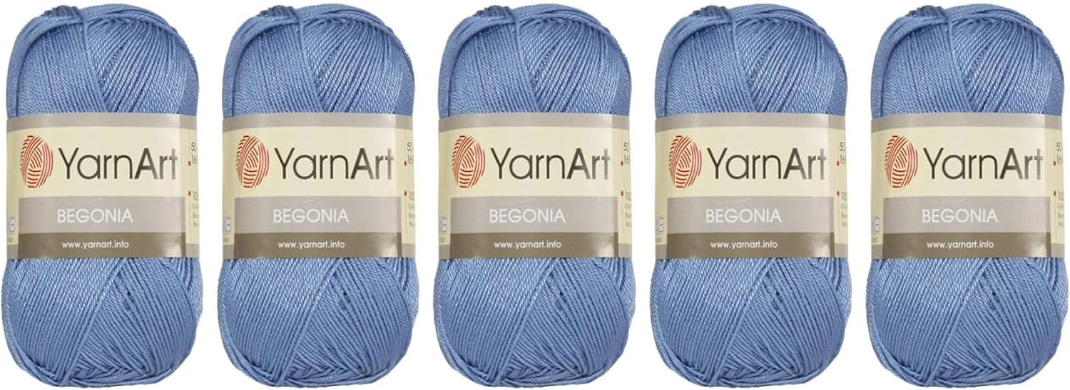 Yarn Art Begonia 100% Mercerized Cotton, Lot of 5 Skein (Pack),Total 8.8 Oz. Each 1.76 Oz (50g) / 185 Yrds (169m), Fine Sport:2 (5351)