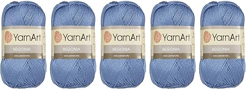 Miniatura 1 de Yarn Art Begonia 100% algodón mercerizado, lote de 5 madejas (paquete), total 8.8 onzas cada 1.76 onzas (1.76 oz)  185 yardas (554.5 ft), deporte