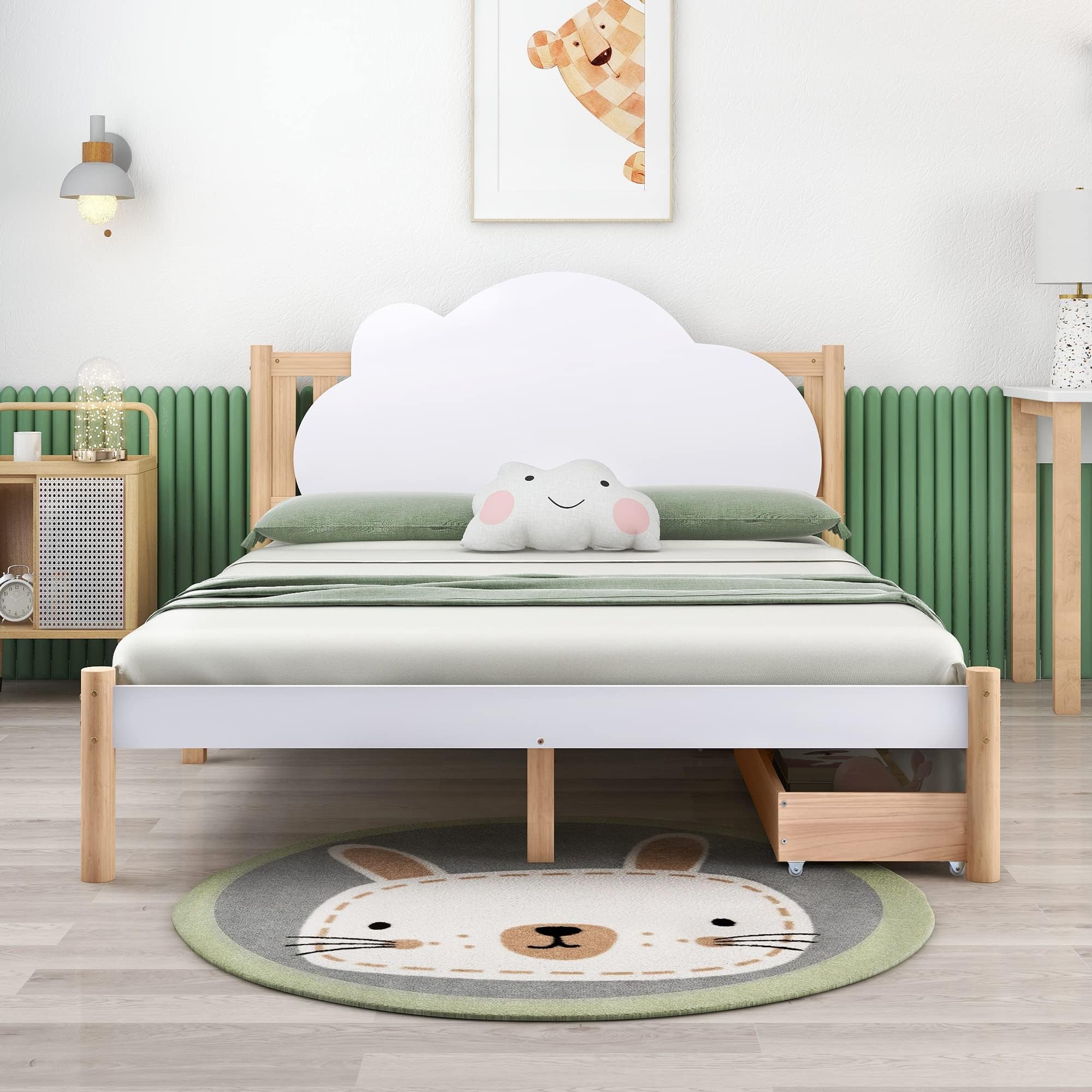 ModernLuxe White Pine Storage Double Bed Frame with Drawers-Perfect for Adults, Kids, and Teenagers-Durable Solid Wood Design 4ft6 135x190cm