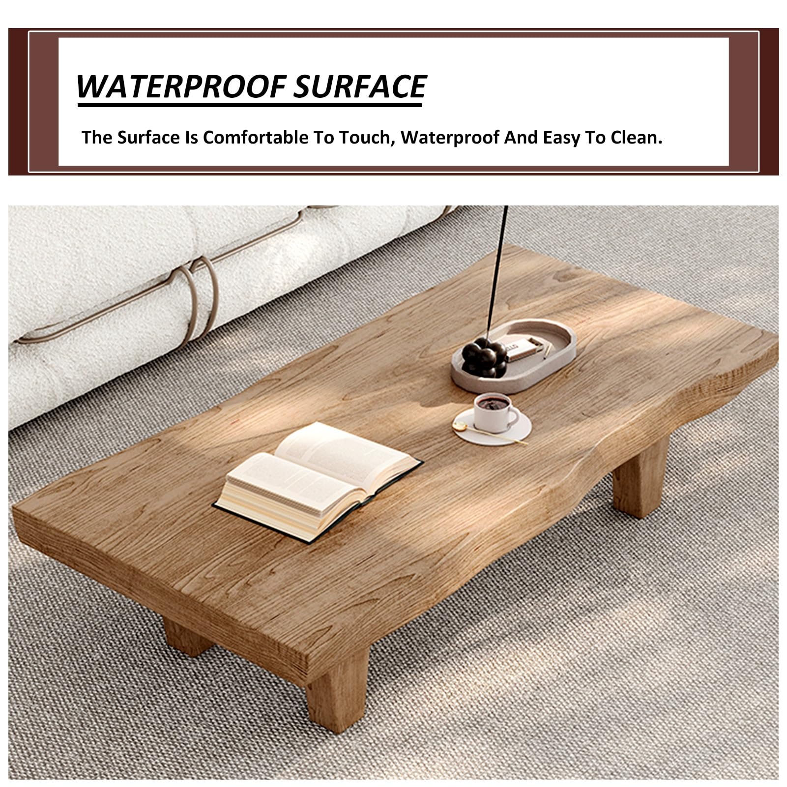 Black Solid Wood Coffee Table, Simple Living Room Table, Retro