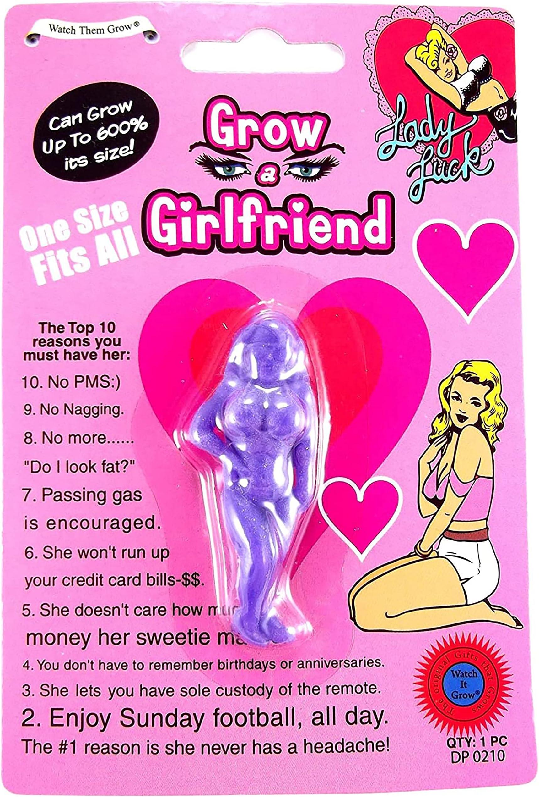 Diabolical Grow a Girlfriend Secret Santa Gift for Him Cheap, Funny Stocking Filler for Him, Valentines Gifts for Him (random colour pink/purple)