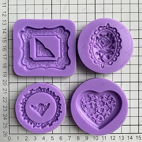 Miniatura 3 de Mini boda rosa esquina espejo marco corazón redondo cuadrado molde ovalado pastel Fondant silicona goma pasta chocolate molde para pasta de azúcar