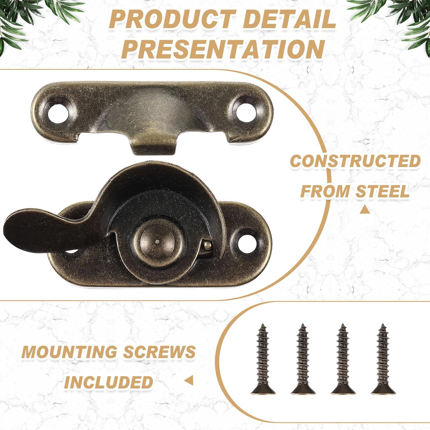 Hicarer 20 Pack Steel Window Sash Lock Casement Window Lock CTC 2", Windows Locks Security Replacement for Single/Double Hung Wood Windows(Antique Brass)