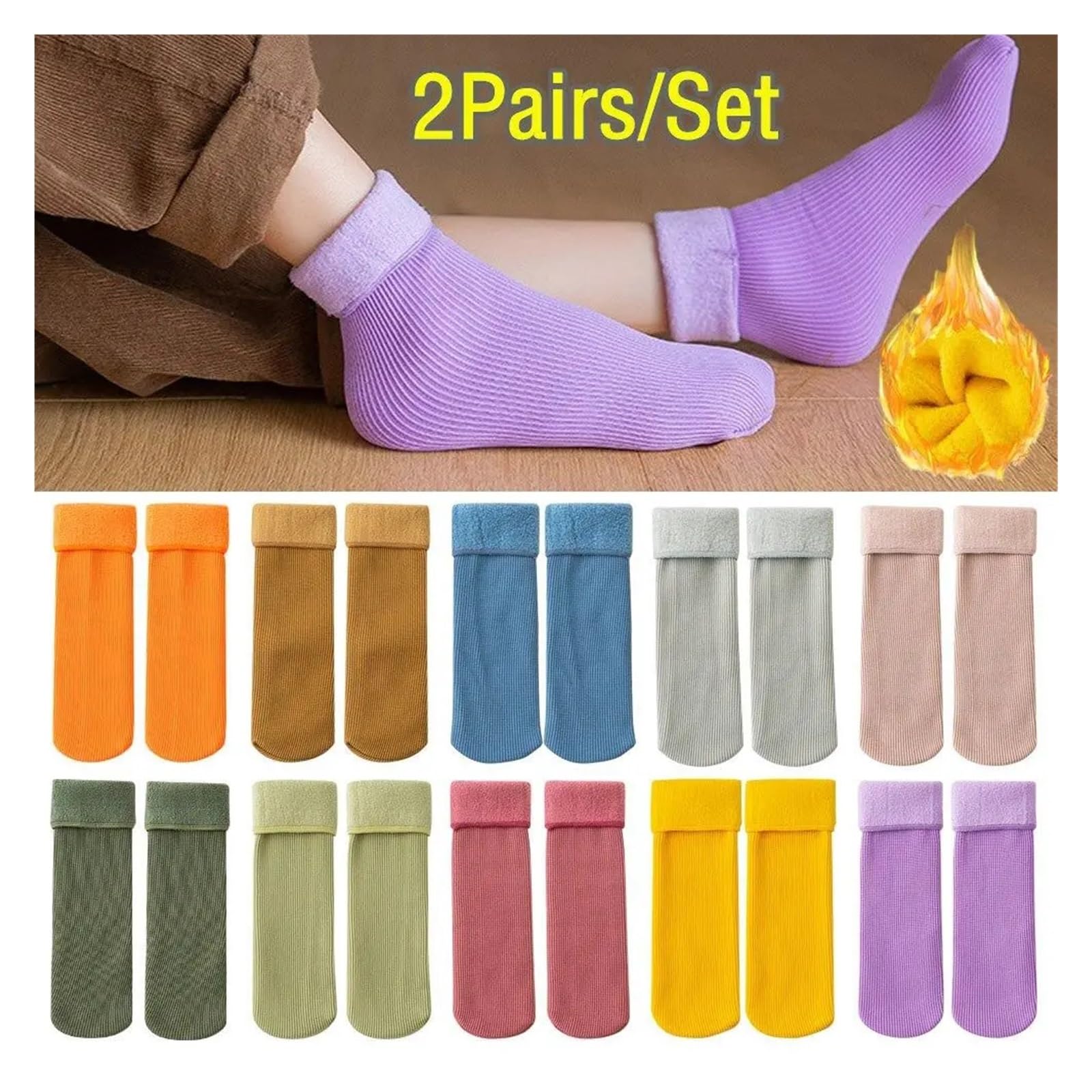 2 Pairs Winter Socks Thicken Seamless Home Floor Socks Snow Warm Socks For Boys Girls (Color : Light pink)