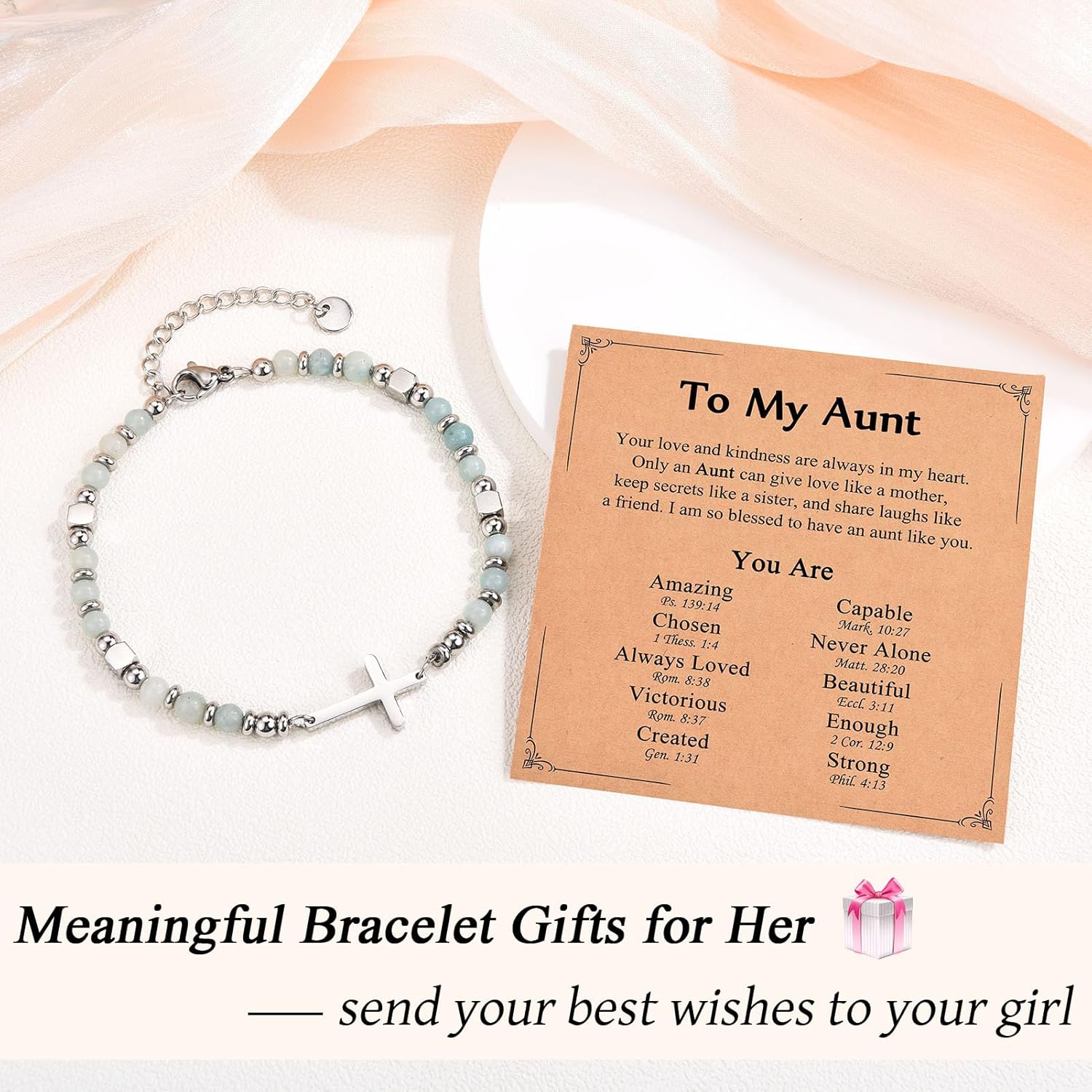 Religious Cross Bracelet for Women Girls, Christian Gifts for Daughter Granddaughter Sister in Christ Friend Niece on Birthday Christmas Easter Valentines Day Graduation - Image 2