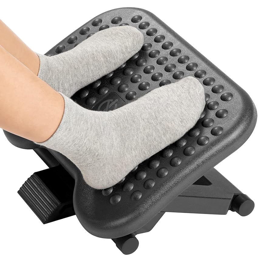 Immagine del prodotto HUAUO Poggiapiedi Ergonomico con 3 Regolabili in Altezza e Angolo, Poggiapiedi Antiscivolo per Ufficio e Casa, poggiapiedi da scrivania