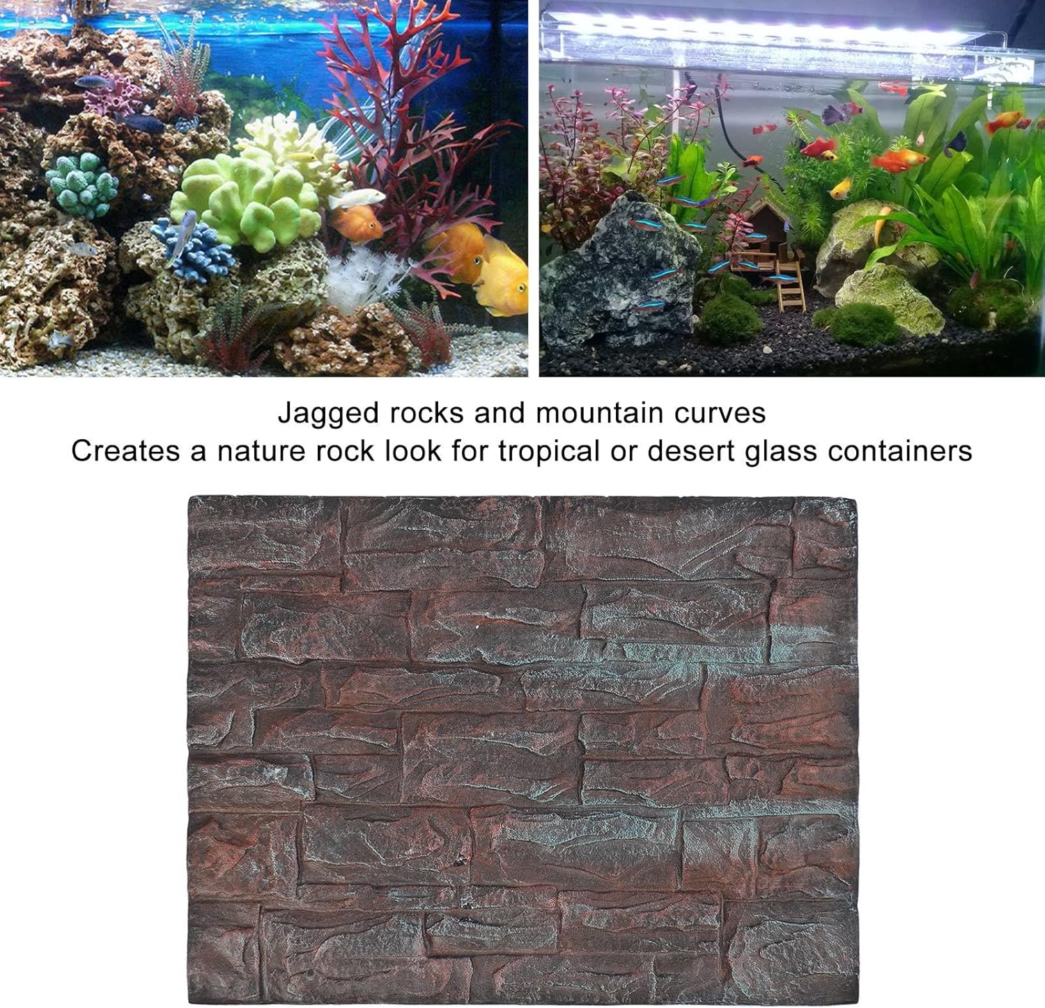 TITA-DONG Aquarium Background, Aquarium Decor 3D Terrarium Backgrounds Rock Terrarium Background, Self Adhesive 3D Sea Aquarium Poster for Aquarium Fish Tank Reptiles Tank(Type D)