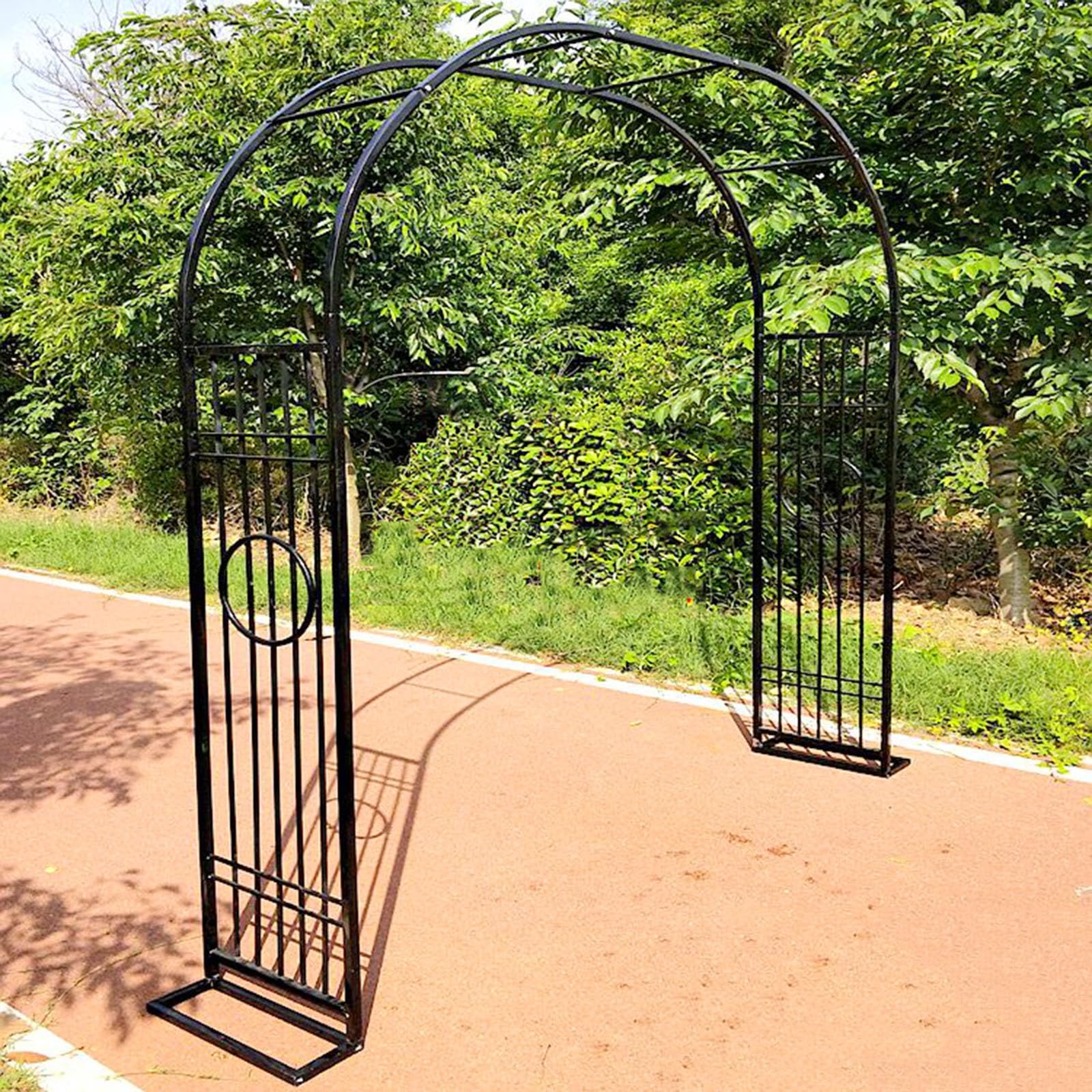 Łuk ogrodowy z kutego żelaza do roślin - 300 x 230 cm, kratka zewnętrzna, czarna podpórka do róż i winorośli, idealna do ekspozycji kwiatów i łuków ogrodowych