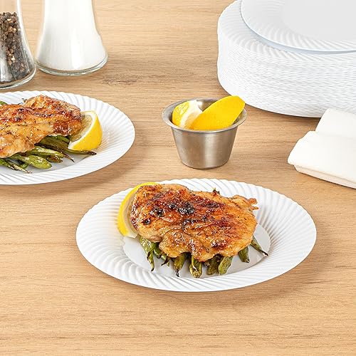 Miniatura 4 de Moderna - Platos desechables de alta calidad de 7 pulgadas, 200 platos redondos de plástico para fiestas, patrón de ondas, platos llanos de plástico