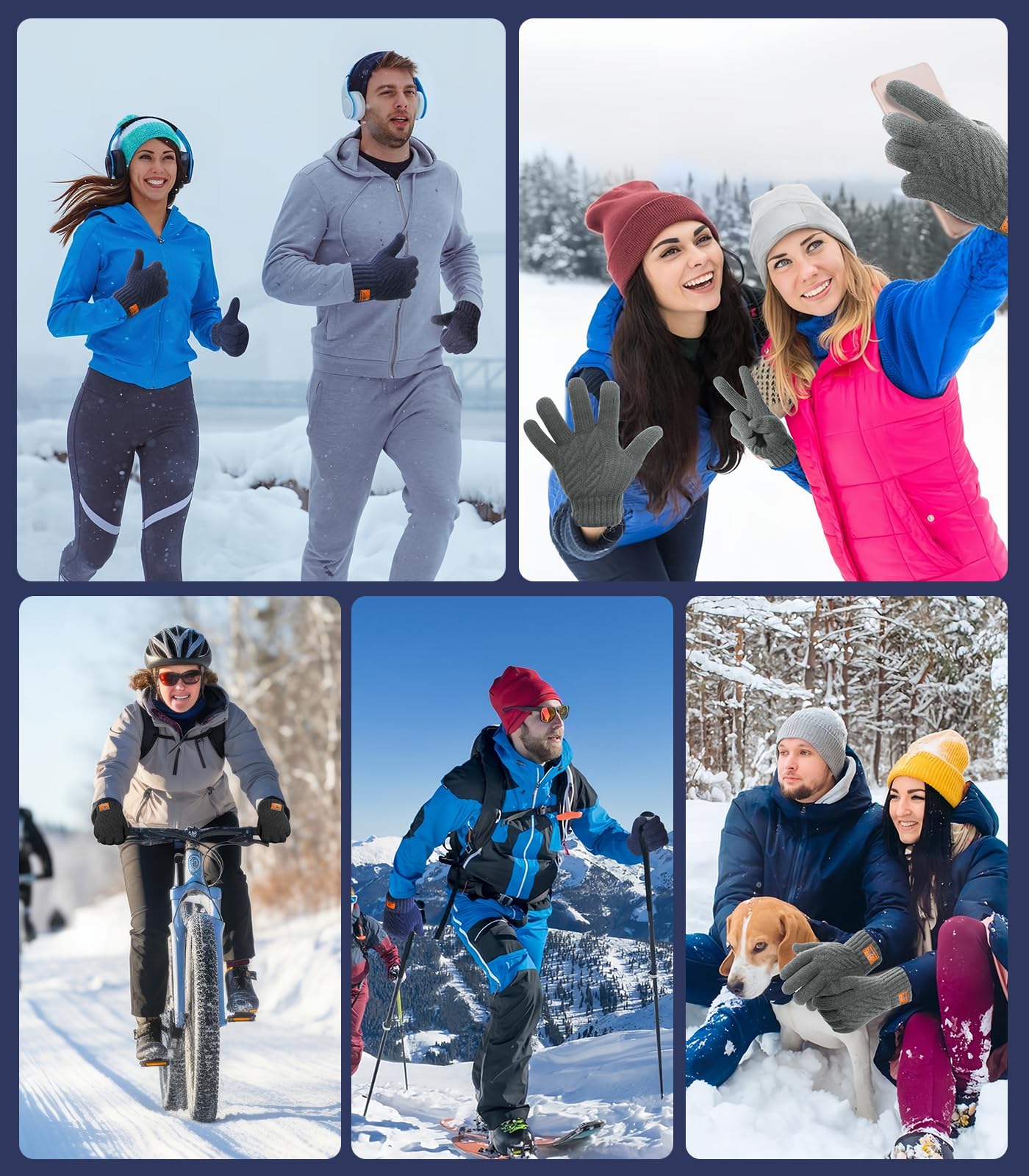 CHENMEI Guantes Táctiles para Mujer y Hombre - Guantes Térmicos de Lana, con Forro Polar Suave,Lana de Alpaca Cálidos y Engrosados, Regalo Ideal para Hombres y Mujeres