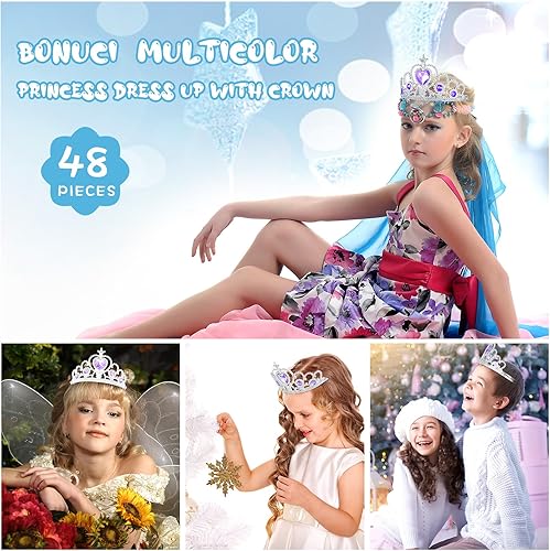 Miniatura 5 de Juego de corona de tiara de 48 piezas, disfraz de princesa, recuerdo de fiesta, corona de plástico, suministros de cumpleaños, accesorio de cosplay