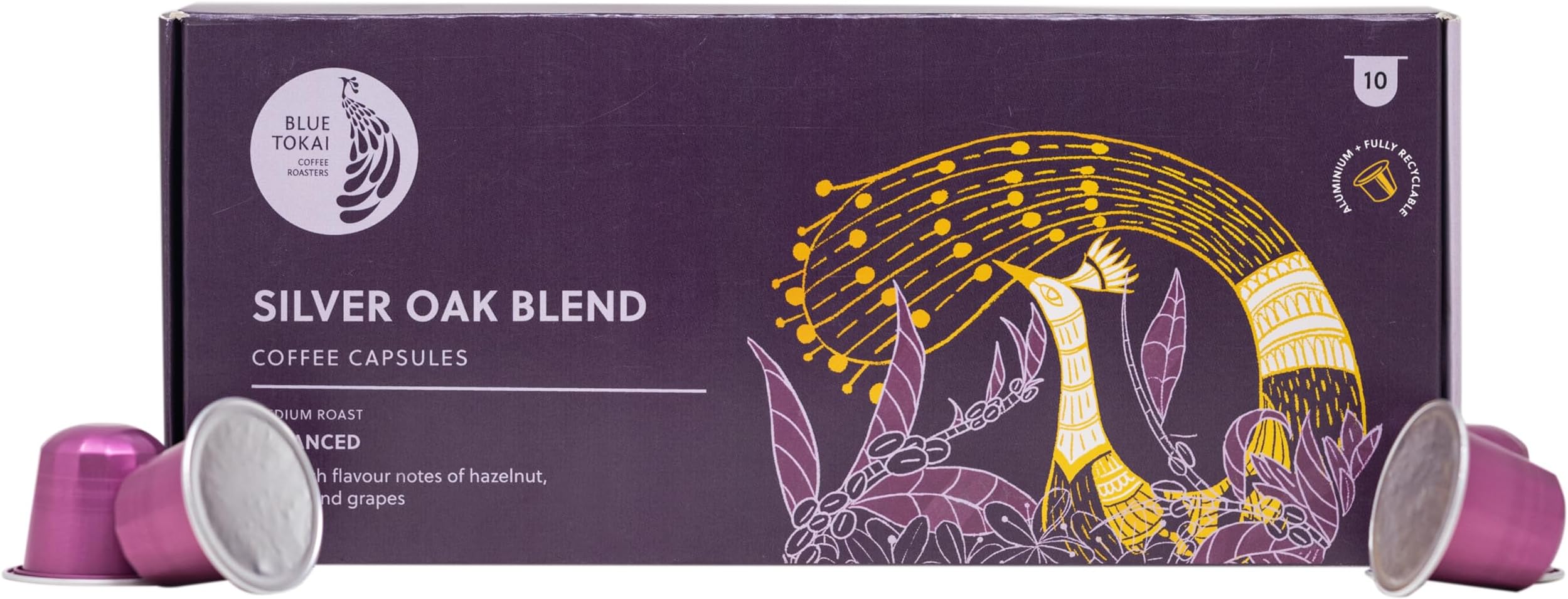 Blue Tokai Coffee Roasters Aluminium Capsules | Silver Oak Cafe Blend - Medium Dark Roast | 100% Arabica | Speciality Coffee | Nespresso Compatible Coffee Pods | 10 Pods In Pack