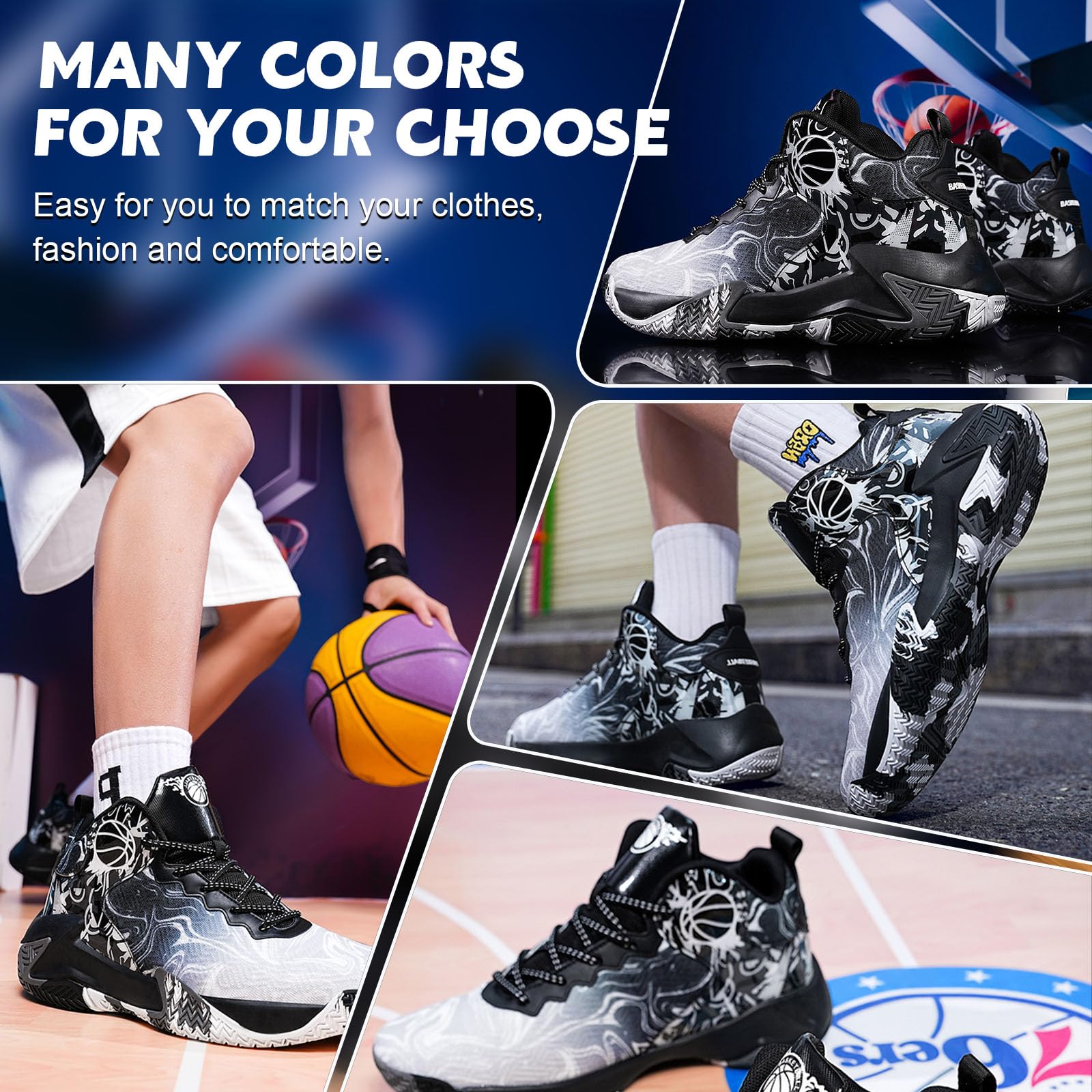 Basketballschuhe für Herren hohe Freizeitschuhe sportliches Gehen Mesh bequemer Sportschuh zum Laufen im Freien modischer leichter Sneaker
