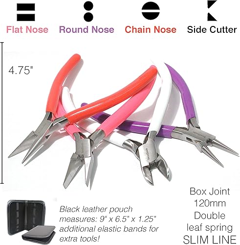Miniatura 5 de Beadsmith COLOUR-ID - Juego de alicates con estuche de almacenamiento de cuero sintético