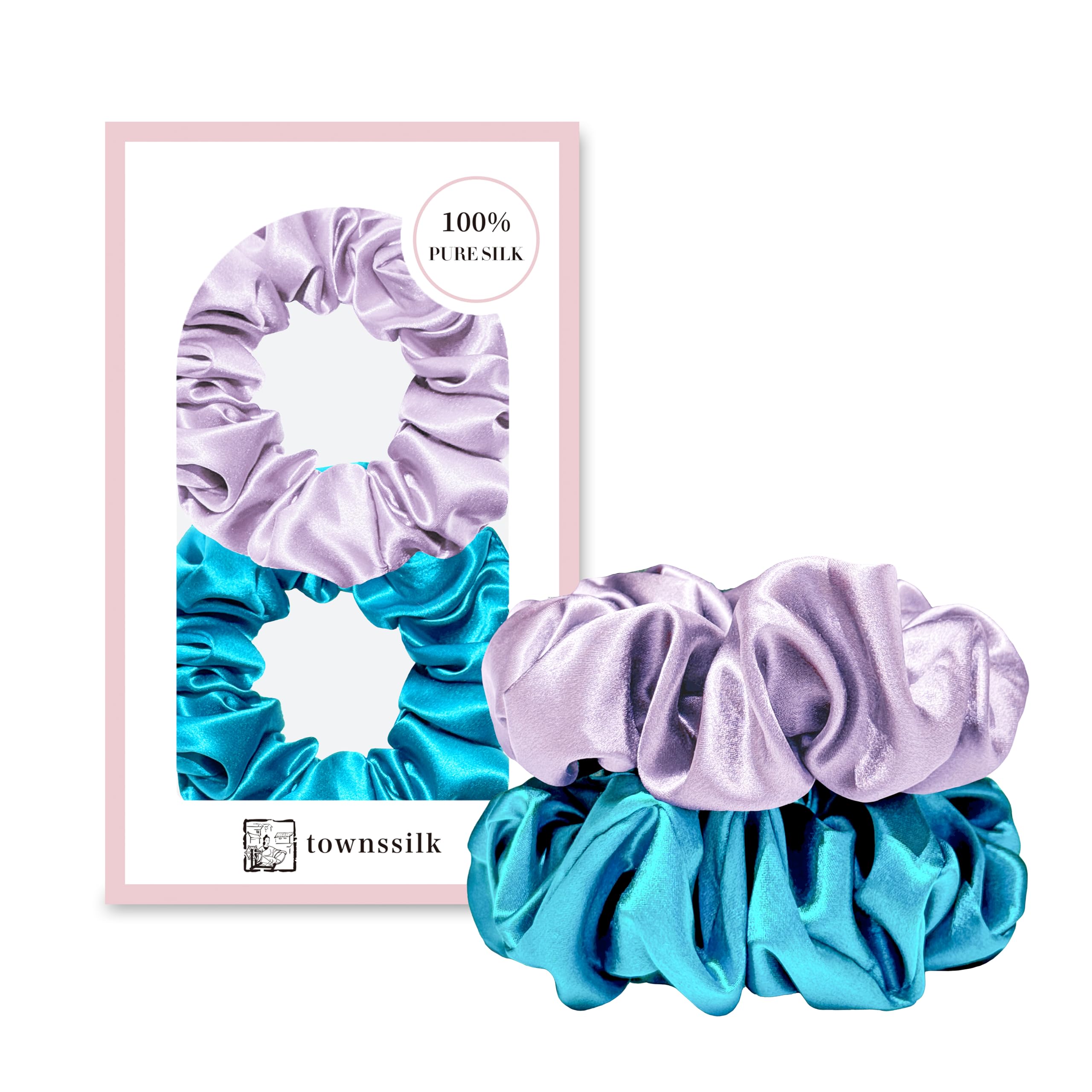 Townssilk Silk Skinnie Haargummis, 100% reine Maulbeerseide, 22 Momme, haarfreundliche, luxuriöse, elastische Haargummis
