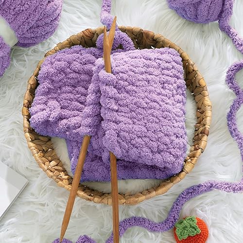 Vista 20 de HOMBYS Hilo de felpilla grueso verde salvia para tejer a mano, esponjoso, suave, jumbo, hilo súper voluminoso para manta gruesa, hilo para tejer