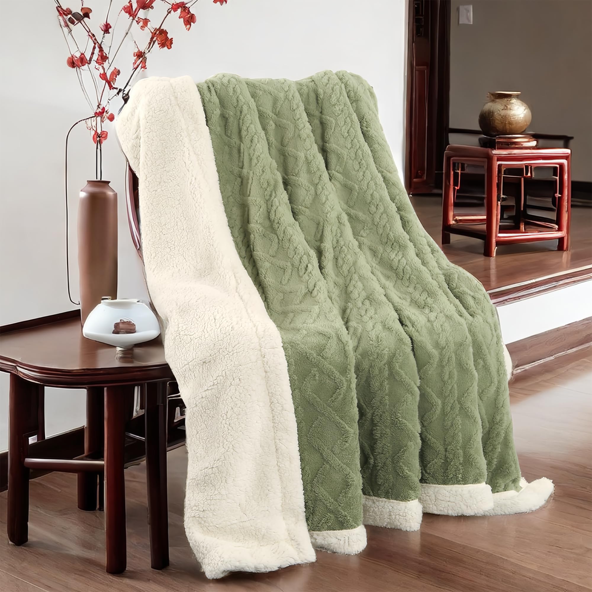 DECMAY Fleece Blanket Throws for Sofas Sherpa Fleece Throw Blanket, Double-Sided Super Soft Warm Throw Blanket For Sofa,Bed - Image 2