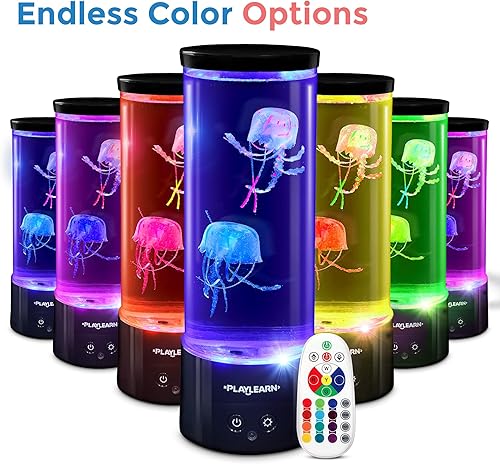 Miniatura 7 de Playlearn - Luz de estado de ánimo de medusas, luz LED eléctrica USB que cambia de color para niños o adultos, decoración del océano, mini tanque de
