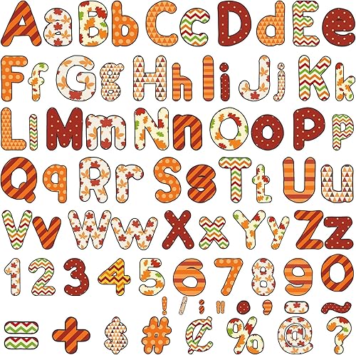 Paquete combinado de 266 letras para tablón de anuncios, letras de otoño de Acción de Gracias y detalles de números para tablón de anuncios,