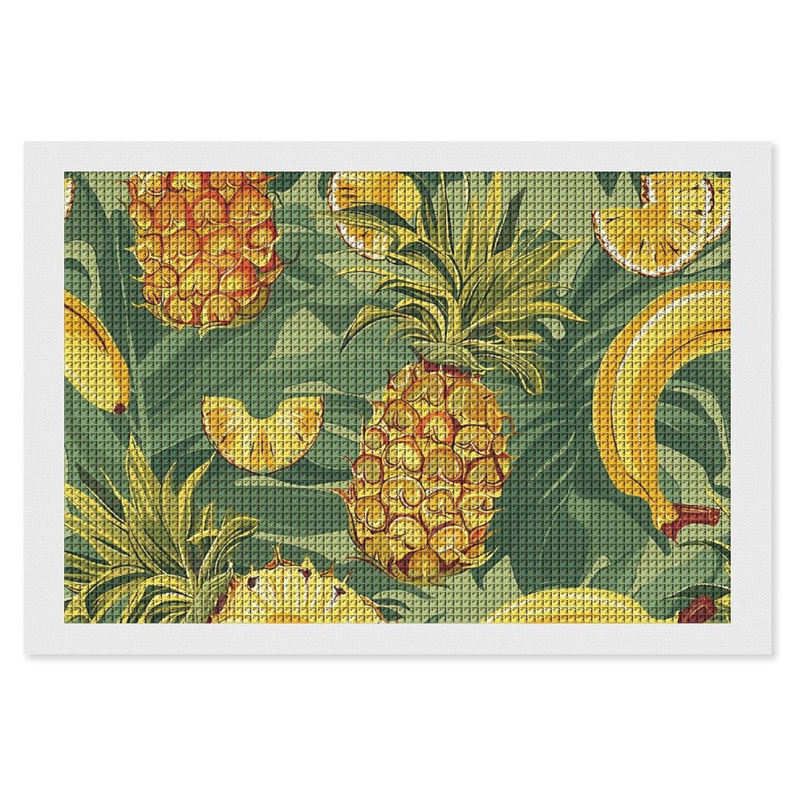 NONHAI Diamond Painting Kits for Adults - DIY Diamond Art Kits for Beginners - Full 5D Paint Drill Diamond Dots Paintings- Pineapple and Banana Diamonds Pictures Gem Art and Craft Wall Decor 8"x12"