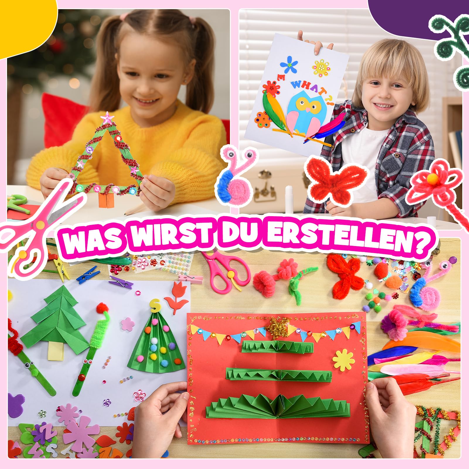 Bastelset Kinder ab 3-12 Jahre, 1800+Stück Spielzeug ab 3-12 Jahre Mädchen Geschenke 3-12 jahre Bastelset Kinder 4-9 Jahre Geschenk Mädchen 4-9 Jahre Geburtstagsgeschenk für Mädchen