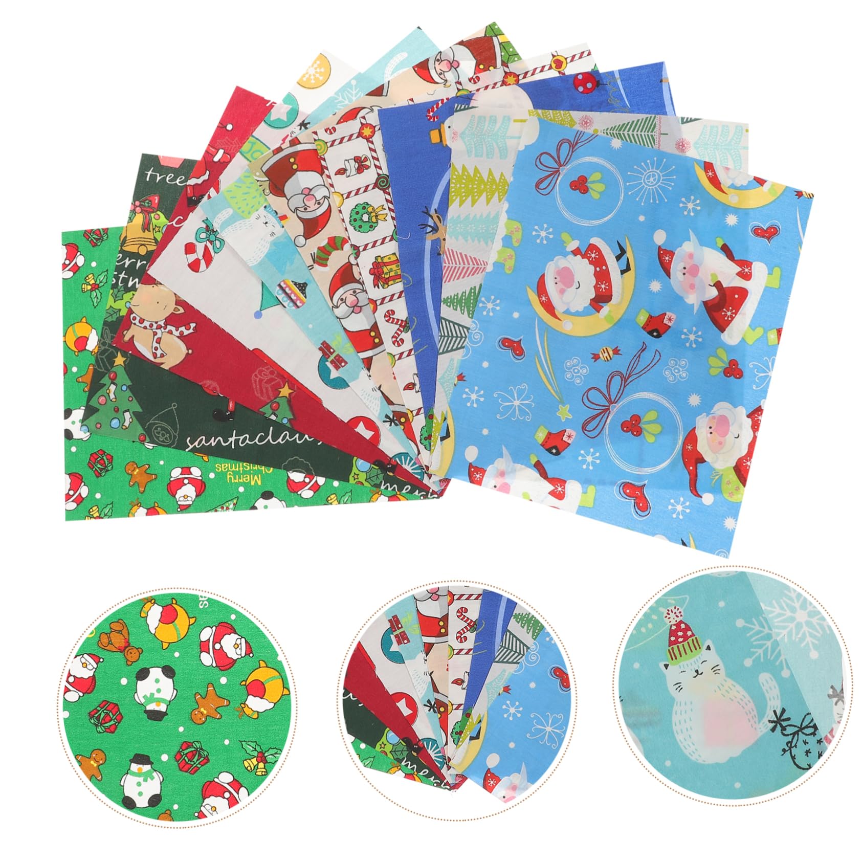 Homoyoyo 10 Hojas de Tela de Algodón Navideña Práctica y Suave Estampado Floral para Hacer Patchwork y Ropa DIY en Navidad