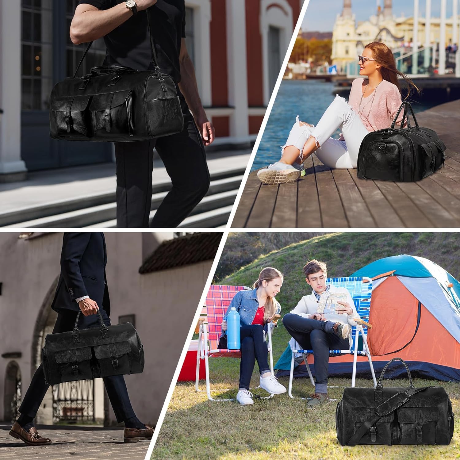 Garment Bag for Travel Unisex 2 en 1,Bolsa de Traje,Bolsa de Ropa Convertible,Bolsa de Viaje Plegable,Impermeable,Portatrajes hombre viaje y mujer,para Viajes,escapadas,Viajes de Negocios (Black)