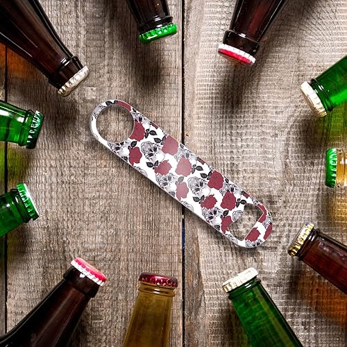 Miniatura 3 de Abrebotellas plano Abrebotellas resistente para barman acero inoxidable abrebotellas de cerveza 7 pulgadas calavera rosa roja