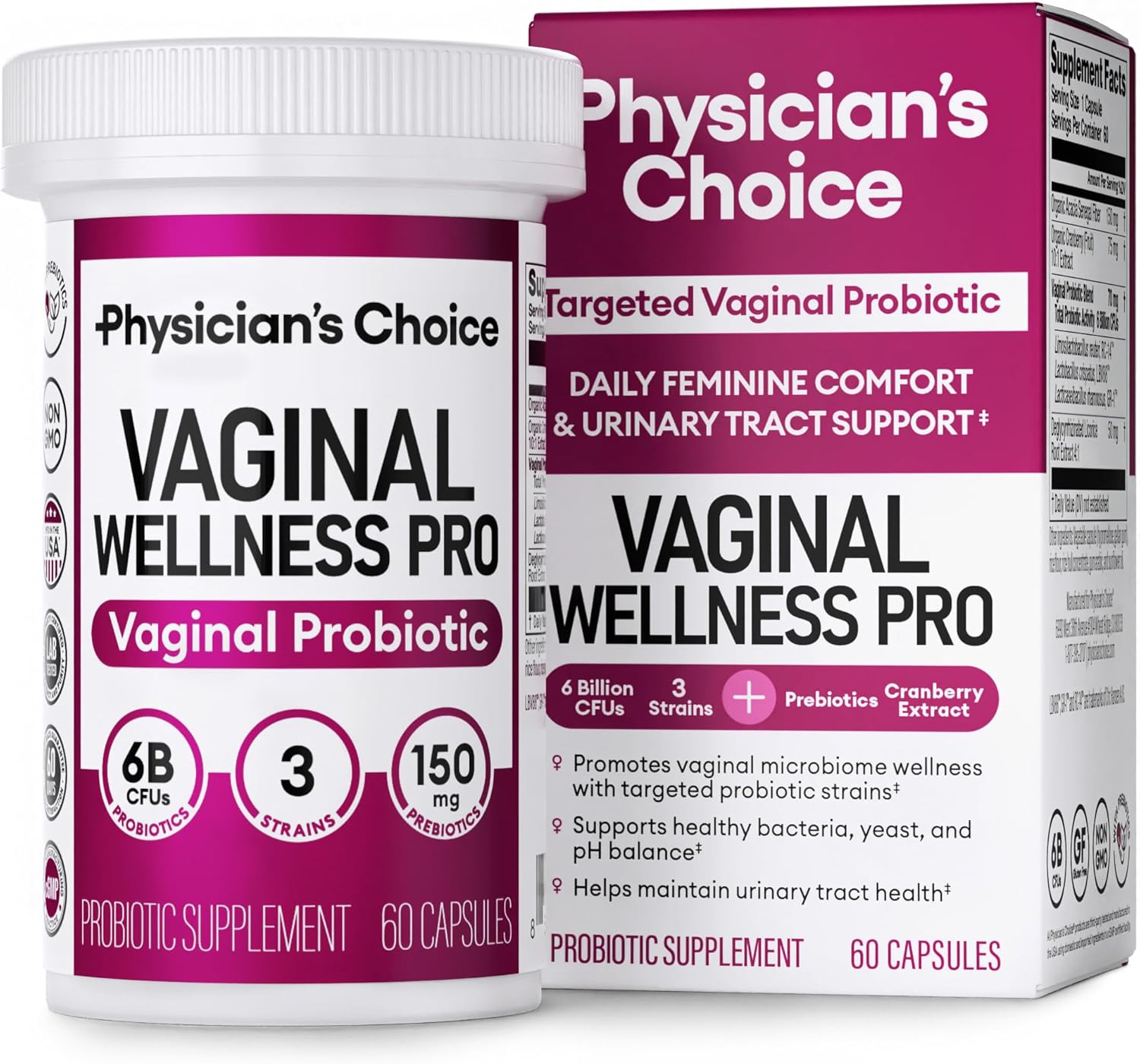 Physician’s CHOICE Vaginal Probiotics for Women – Unique with Licorice Root – PH Balance, Odor Control, Yeast, Vaginal Microbiome & Feminine Health – 6B CFU – Organic Prebiotic, Cranberry – 60 CT Physician’s CHOICE Vaginal Probiotics for Women – Unique with Licorice Root – PH Balance, Odor Control, Yeast, Vaginal Microbiome & Feminine Health – 6B CFU – Organic Prebiotic, Cranberry – 60 CT