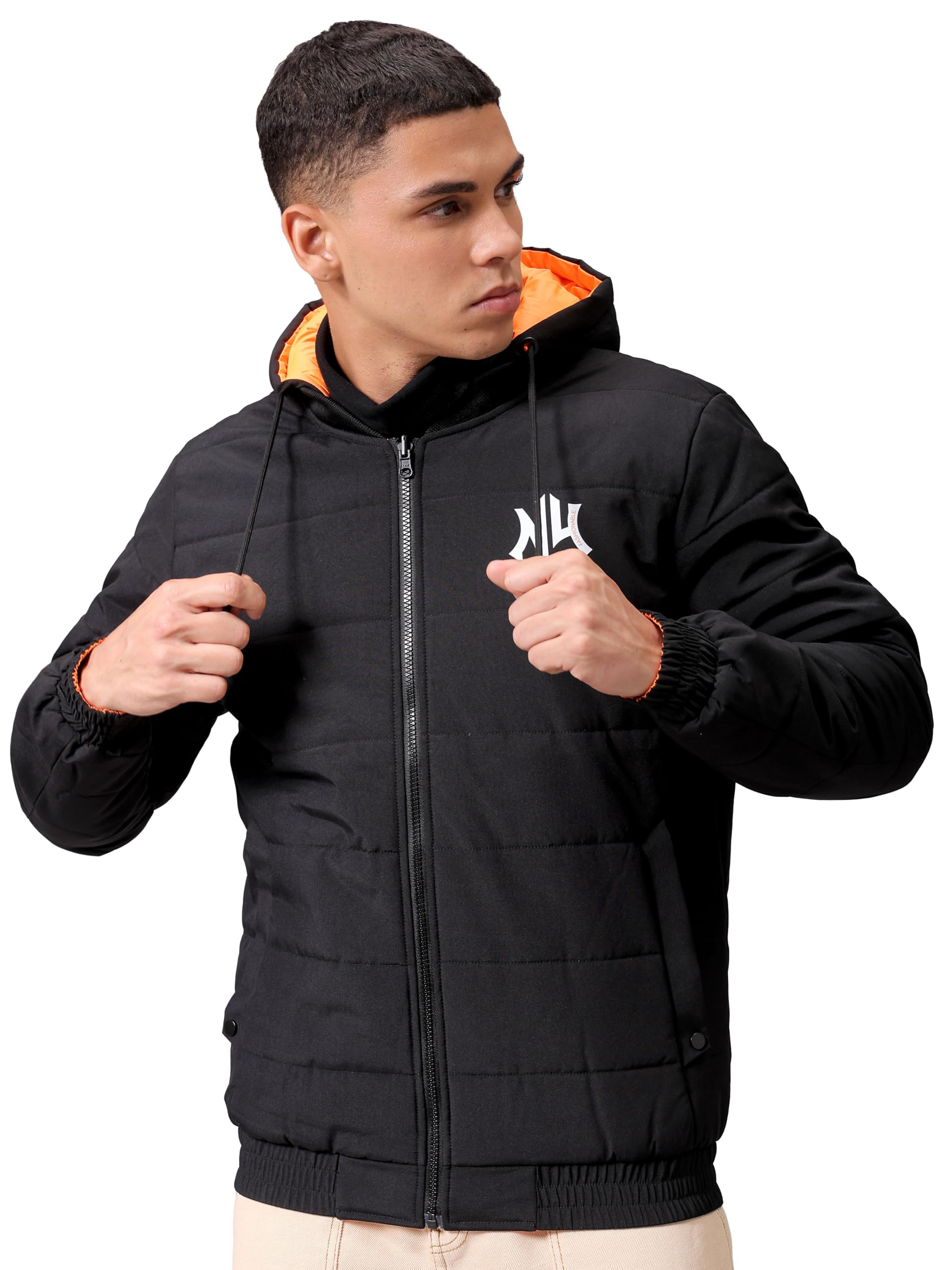 the indian garage co Men's Polyester Standard Slim Fit Graphic Reversible Puffer Jackets-picture-25