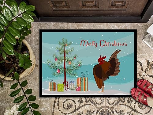 Miniatura 3 de Caroline's Treasures BB9209JMAT - Felpudo de Navidad con serama malayo de 24 x 36 pulgadas, tapete verde azulado para puerta delantera, para