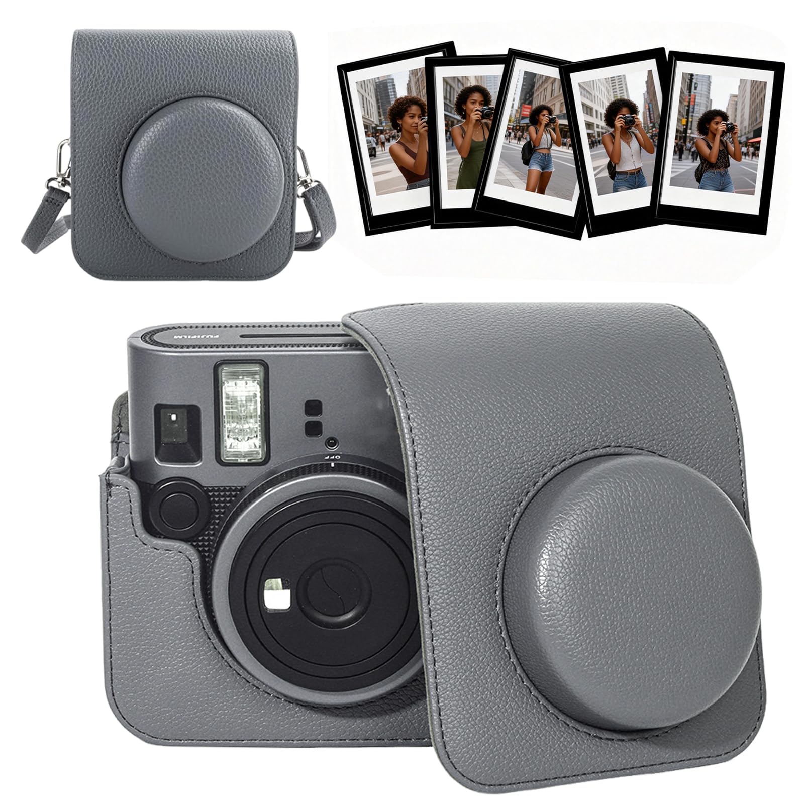 Custodia protettiva per fotocamera compatibile con Fujifilm Instax Mini 41, accessori istantanei personalizzati con 5 cornici magnetiche per foto, borsa in pelle PU con tracolla regolabile