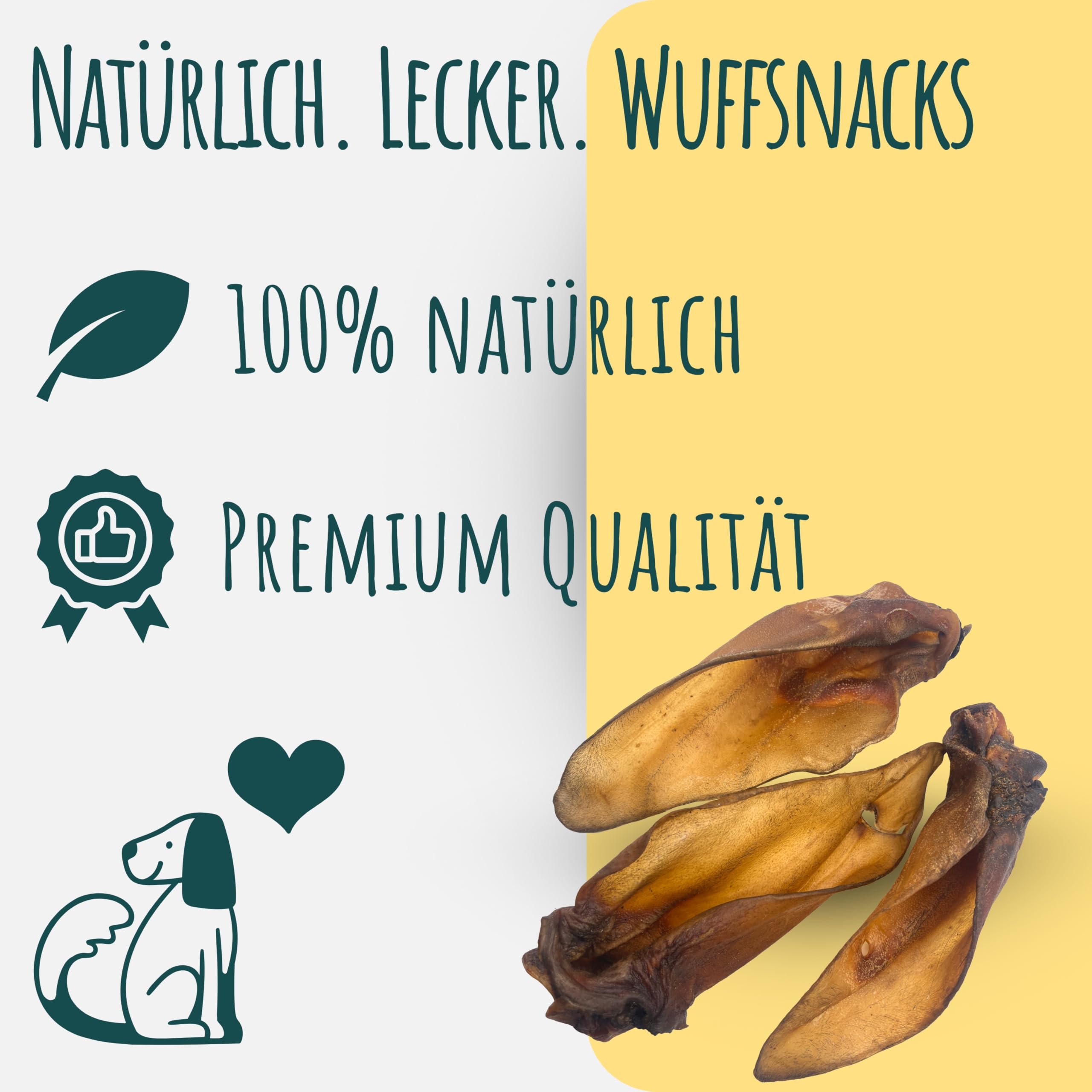 Lot de 50 oreilles de bœuf avec coquillage pour chiens - Naturelles et de qualité supérieure - Faible en gras et en protéines - Article à mâcher pour les soins dentaires de Wuffsnacks