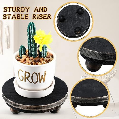 Miniatura 27 de Amyhill 3 elevadores de madera de 5/4/3 pulgadas para exhibición, soporte de pedestal de madera, mini soporte redondo de madera, soporte de pedestal