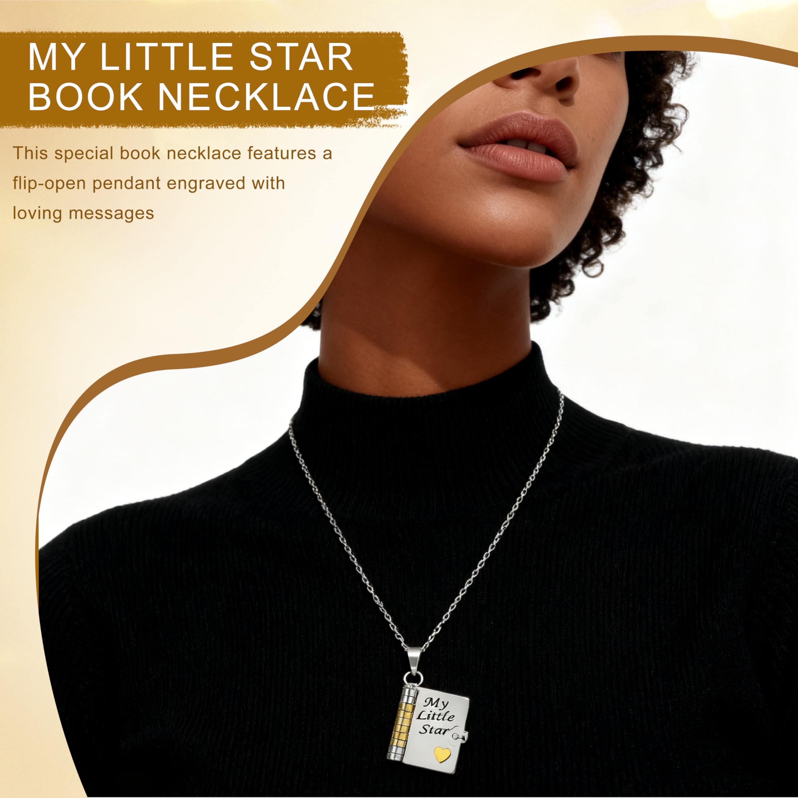 Mein Kleines Stern Buch Collar Mi Increíble Hija Collar Regalos para Hija De Padre Madre Madre Ajustable Plata 18k Oro Joyería Abrir