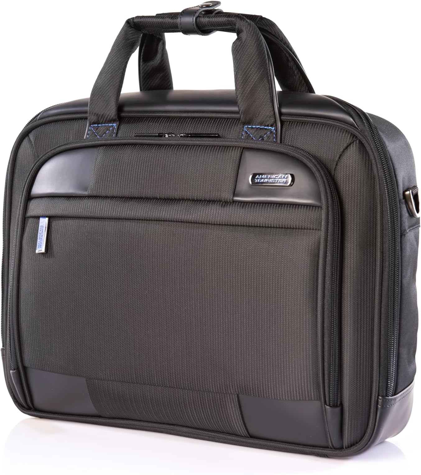 American Tourister Merit Laptop Briefcase M, 100% Polyester, Black|Removable Laptop Sleeve|15.6" Laptop Compartment|Water Resistant Material|Smart Sleeve - 1 Year International Warranty