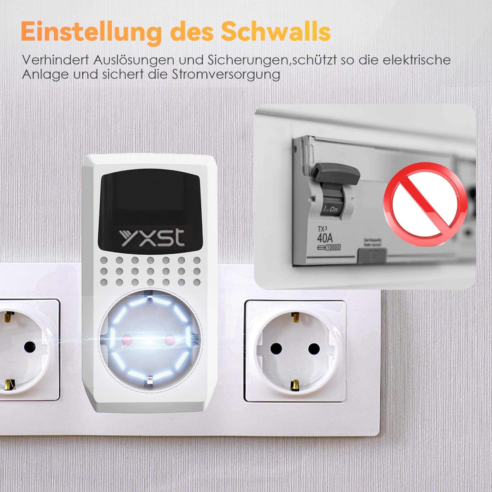Einschaltstrombegrenzer und Anlaufstrombegrenzer (140V-280V) – 230V 16A Schutzschalter Steckdose mit Überspannungsschutz & Steckdosenadapter für Schweißgeräte, Winkelschleifer