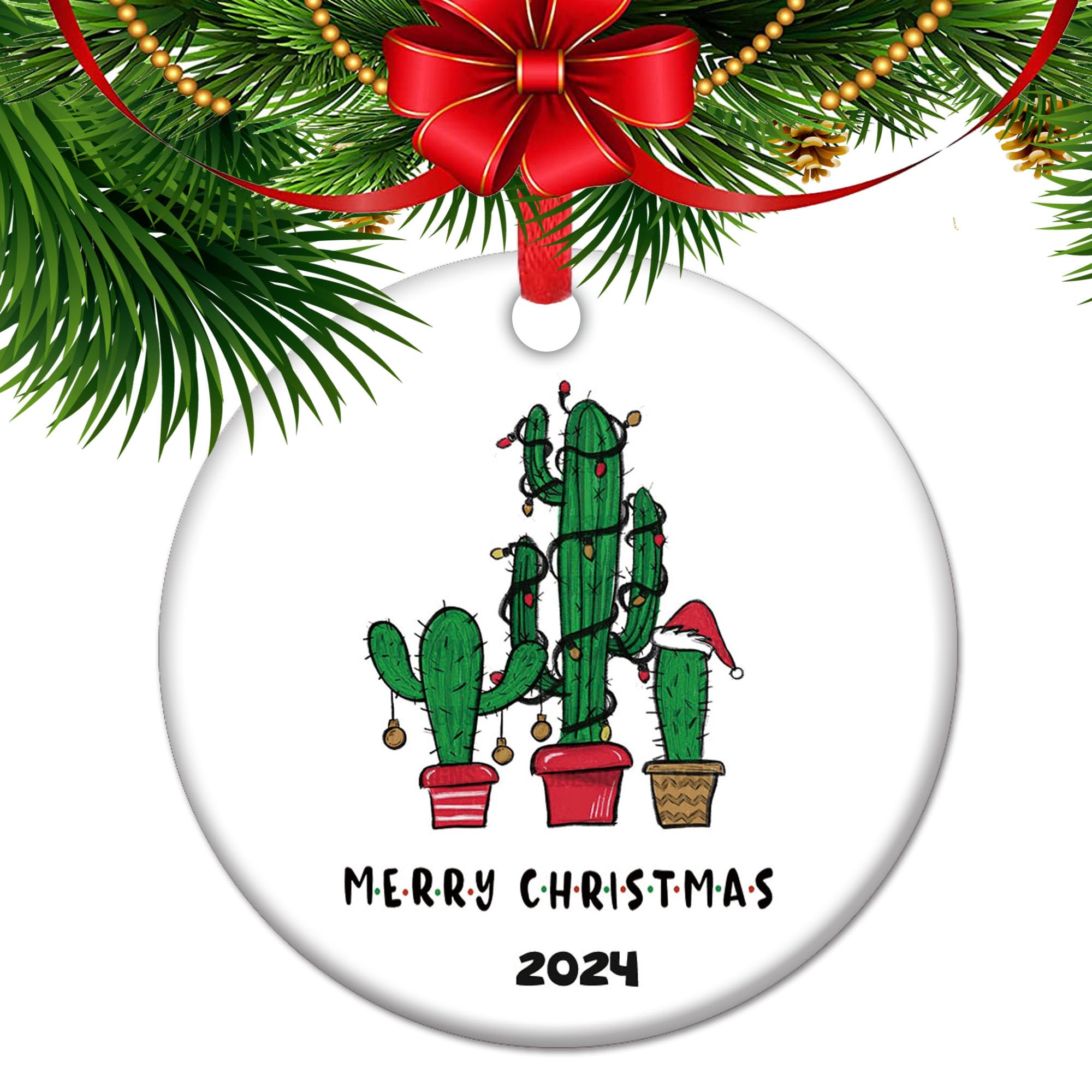 Amazon.com: Cactus Christmas Ornaments 2024, Western Christmas Ornament ...